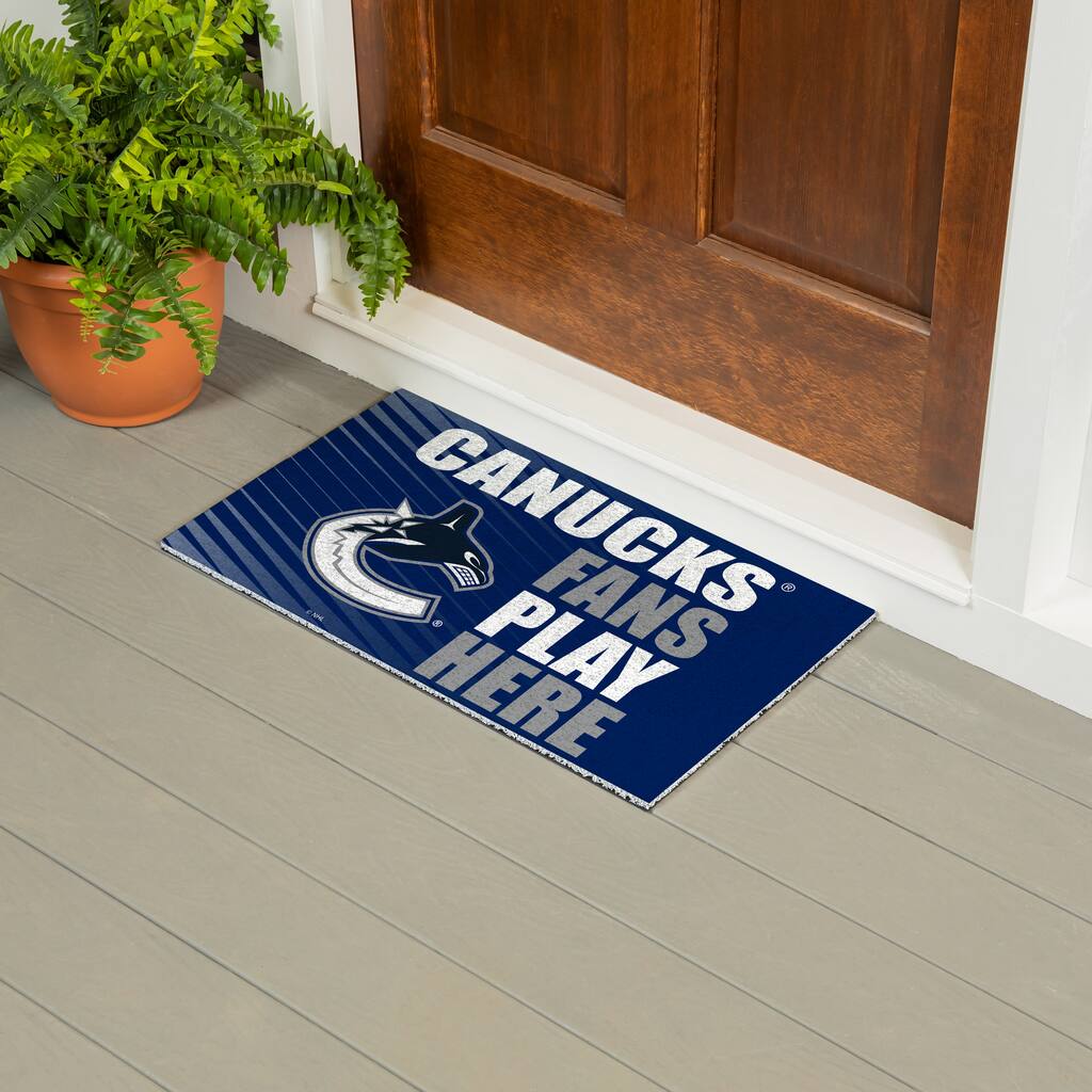 28 in. x 16 in. Vancouver Canucks "Fans Play Here" PVC Door Mat