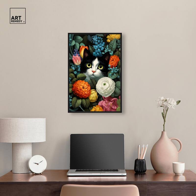 Secret Garden Cat Canvas by Art Remedy