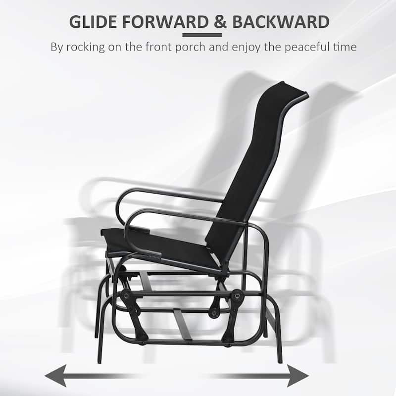 Outsunny Single Glider Patio Swing Rocking Chair with Breathable Mesh, Smooth Arms for Backyard, Garden, Lawn