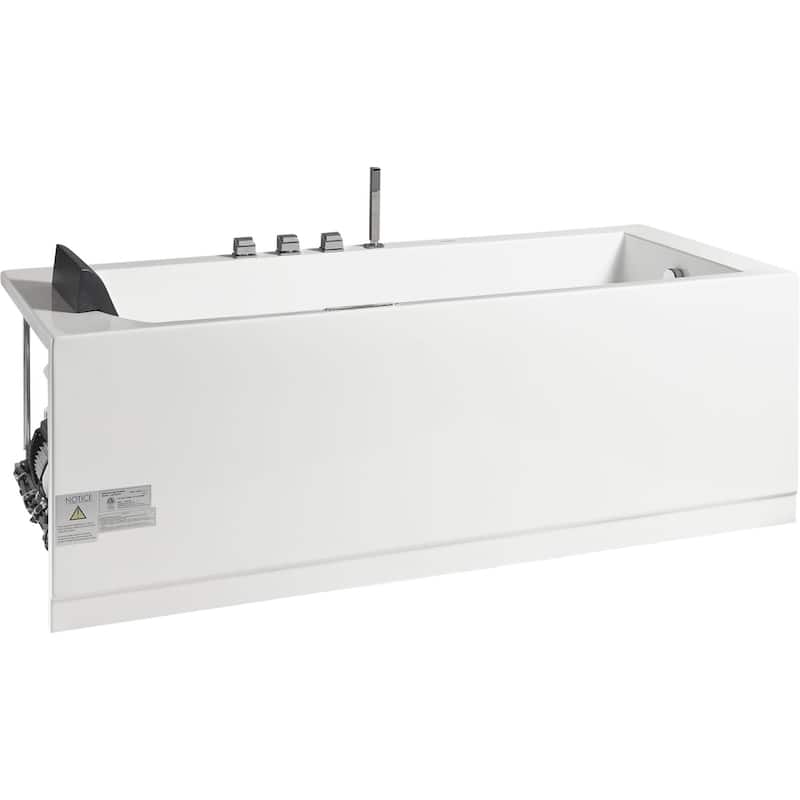 Eago 71" Three Wall Alcove Acrylic Whirlpool Tub with Right Drain,