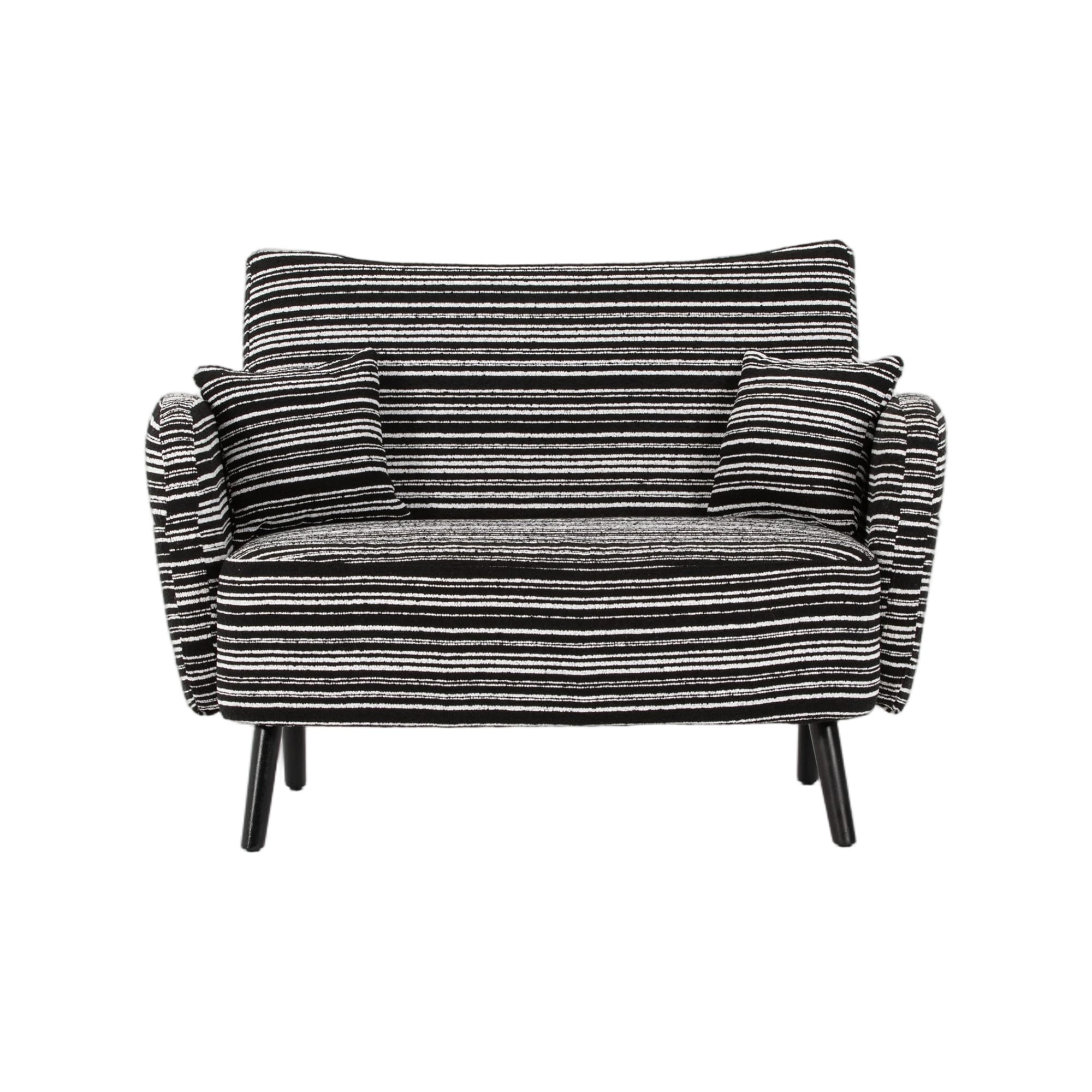 Modern 2-Seater Sofa Deep-Seated Sofa with Armrest Pillows & Side Storage Pockets, for Bedroom, Apartment, Black
