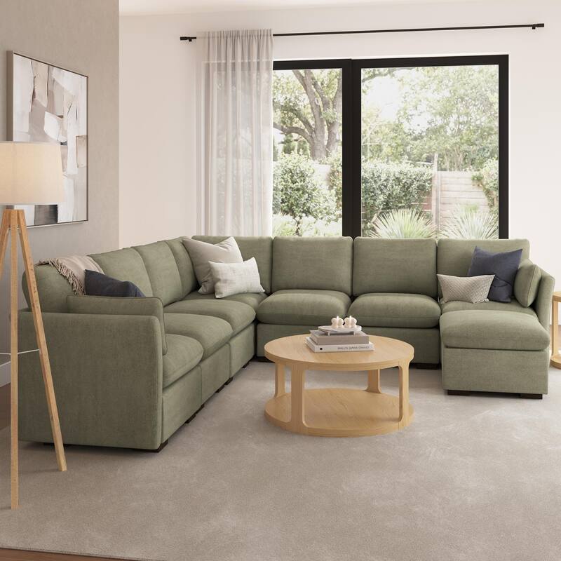 Bush Home Sienna Modular 6-Seater Sectional with Storage Ottoman