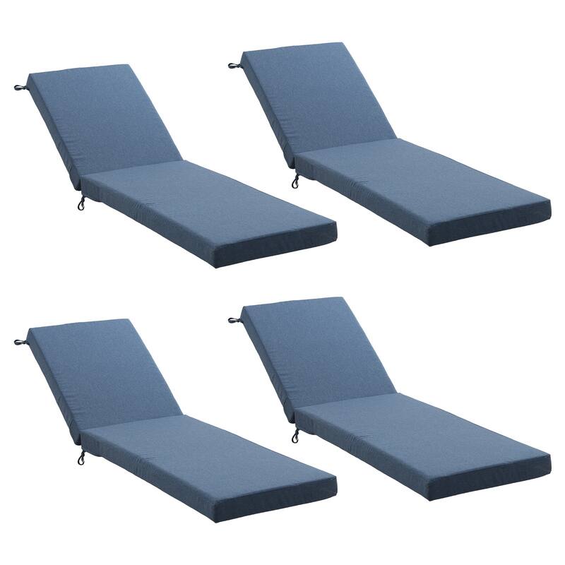 22.4 in W x 71.9 in L x 3.5 in Thickness Outdoor Chaise Lounge Replacement Cushion - Blue - 4-Piece Set