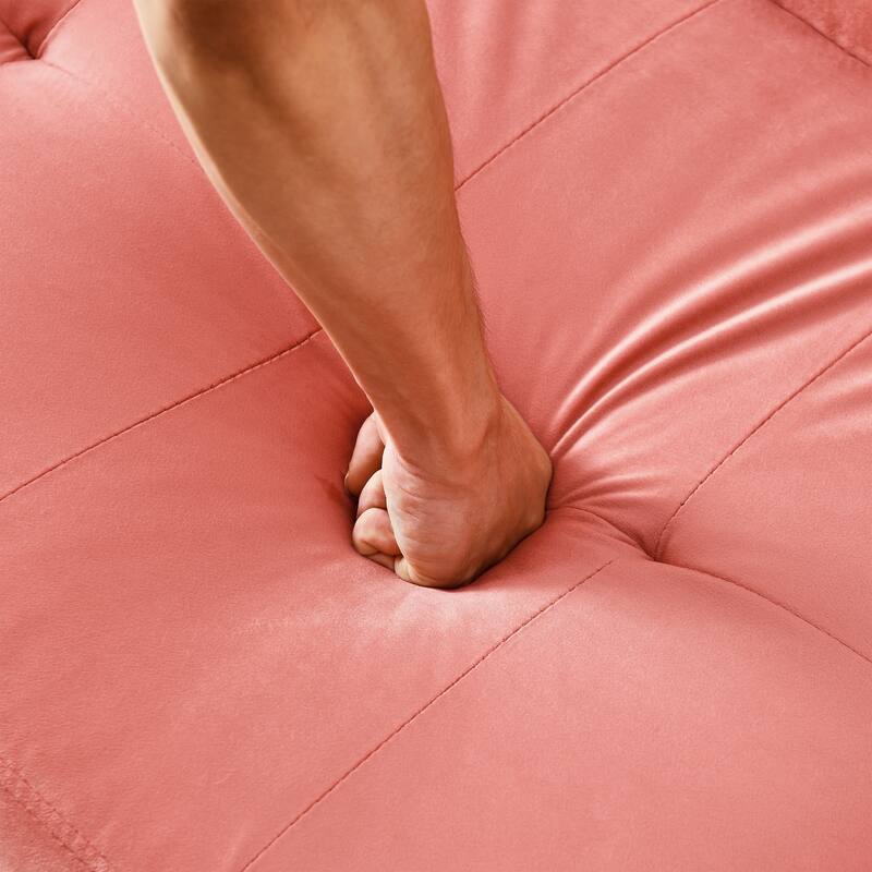 Velvet Futon Sofa Bed with Folded Armrests