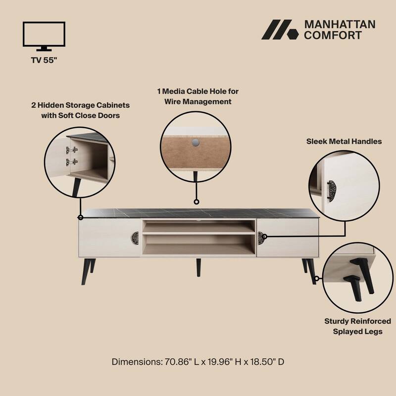 Manhattan Comfort Haley 70.9" Mid-Century Modern TV Stand