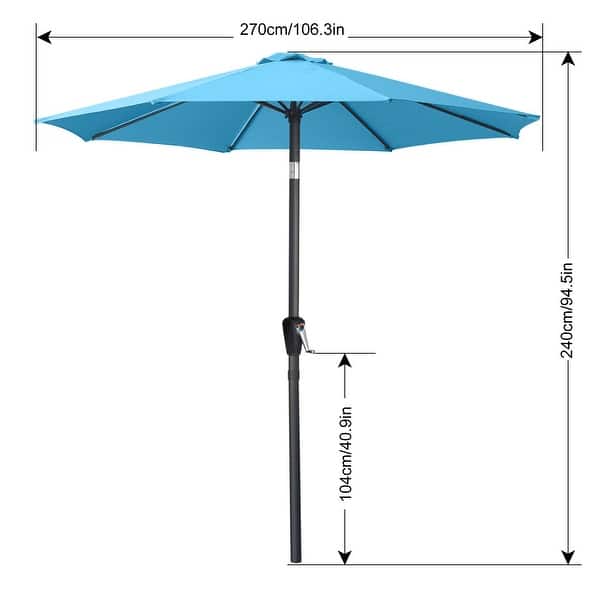 dimension image slide 6 of 7, ABCCANOPY 9FT Patio Umbrella with Push Button Tilt