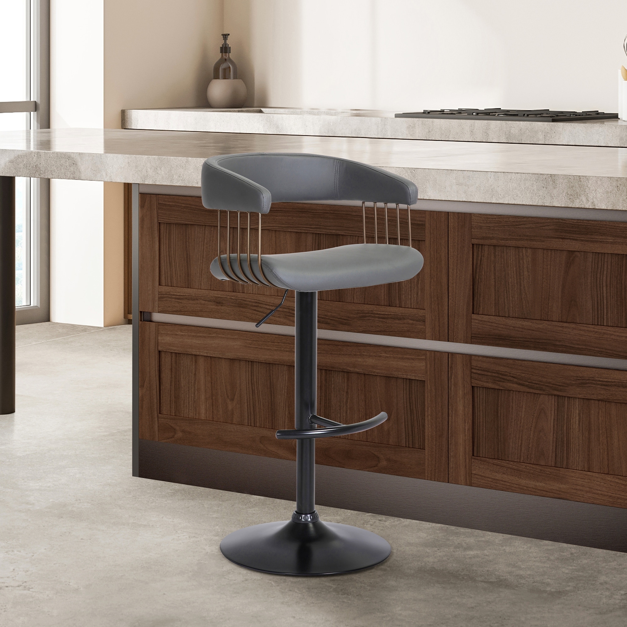 Calista Upholstered Adjustable Height Swivel Counter or Bar Stool