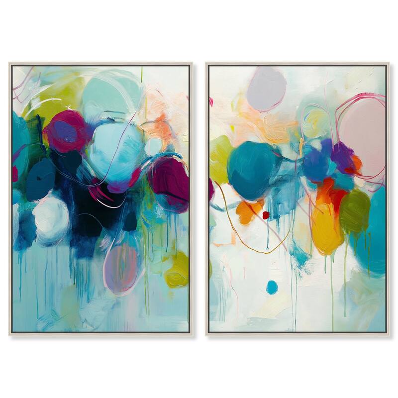 Expressive Flow I Canvas Set of 2 by Art Remedy - 24" x 36" - Silver