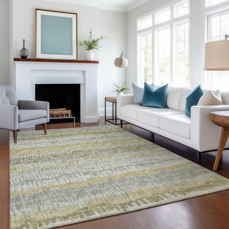 Premium Washable Super Soft Abstract Ombre Stripes Mayfield Rug - Sage - 5' x 7' 6" - Rectangle