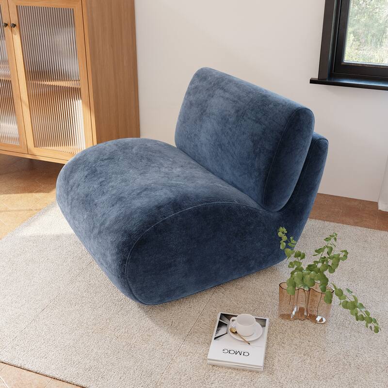 UIXE 33" Swivel Upholstered Aceent Chair Comfy Slipper Chair - Navy