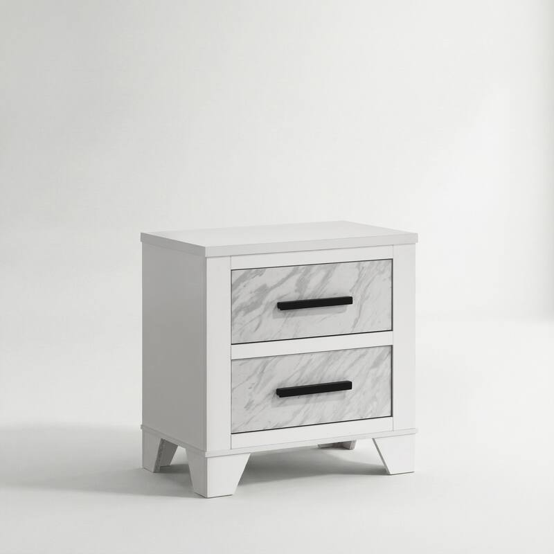 Furniture of America Loris Modern White Wood 2-Drawer Nightstand