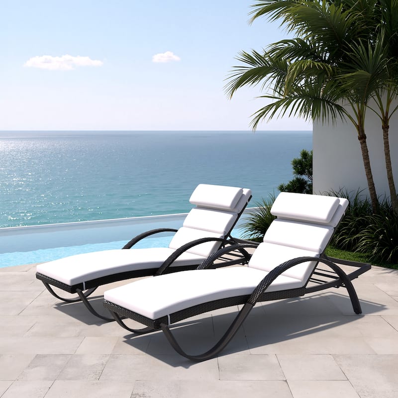 Deco 2 Aluminum Outdoor Patio Chaise Lounges Set