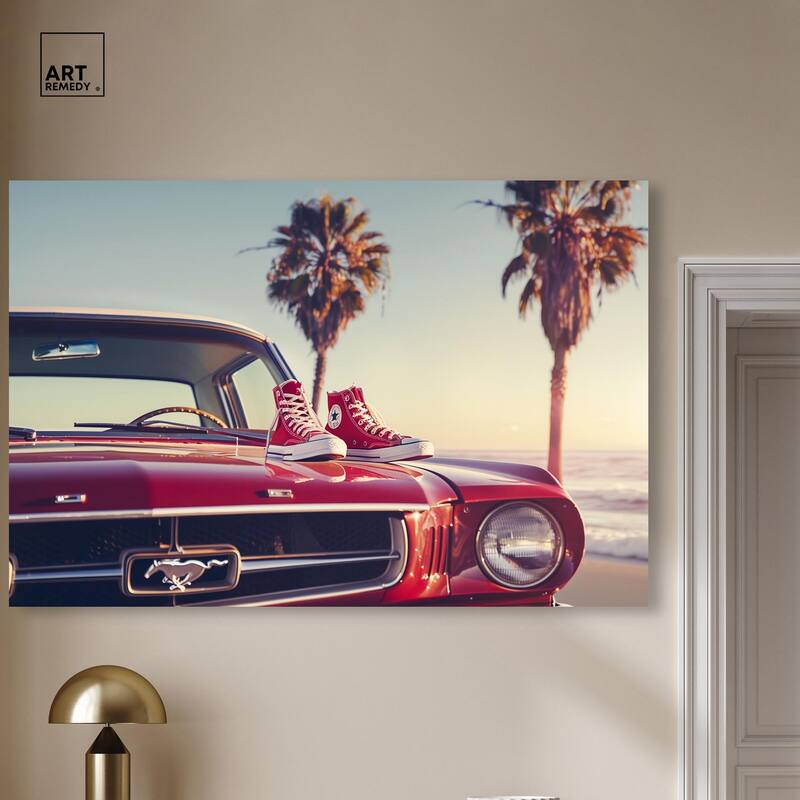Beachside Car and Sneakers Canvas by Art Remedy, Gallery Wrapped