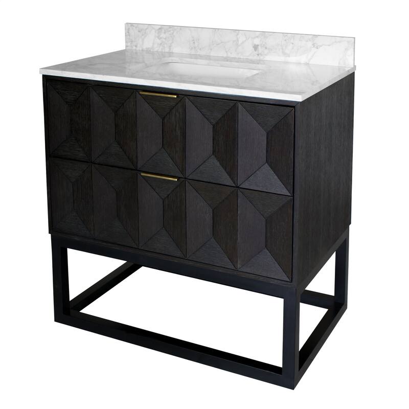 KitchenBathCollection Henley 36" Bathroom Vanity with Carrara Marble Top