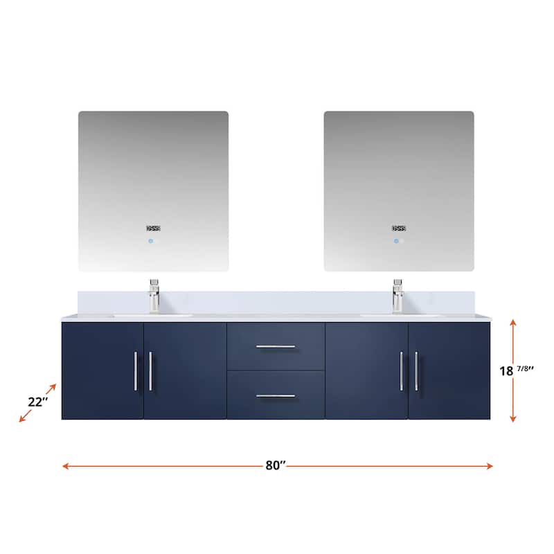 Geneva 80 in. W x 22 in. D Dark Grey Double Bath Vanity and Cultured Marble Top
