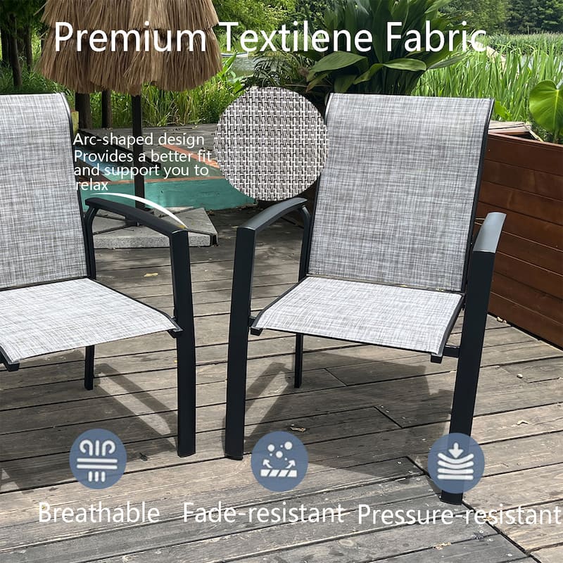 Garden Patio Chairs Set of 2, All Weather Metal Outdoor Dining Chairs, Garden, Poolsides