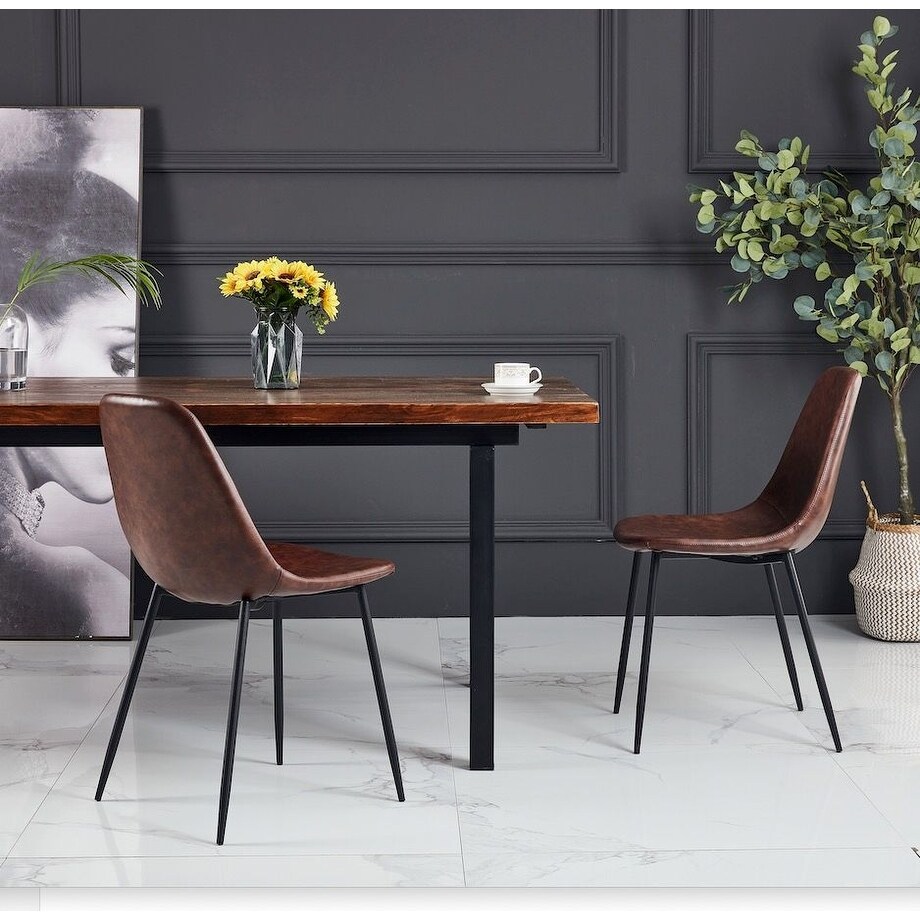 Debord Upholstered Vintage PU Side Chair SET OF 2 On Sale