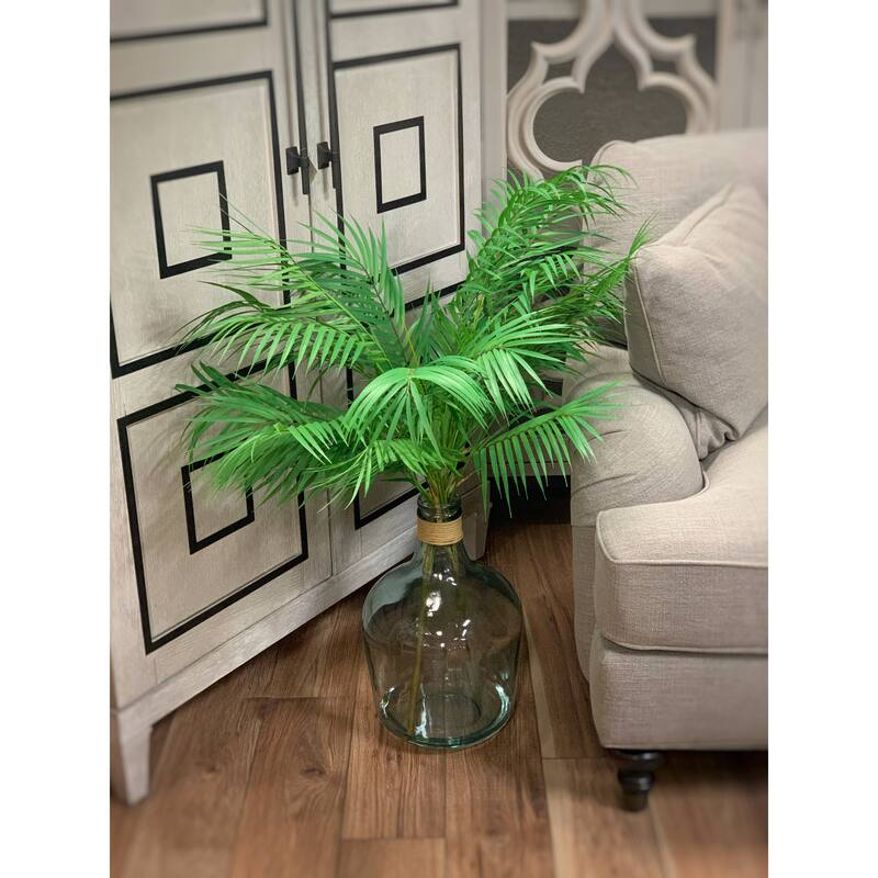 4 ft Organic Modern Green Palms in Glass Jug with Twine