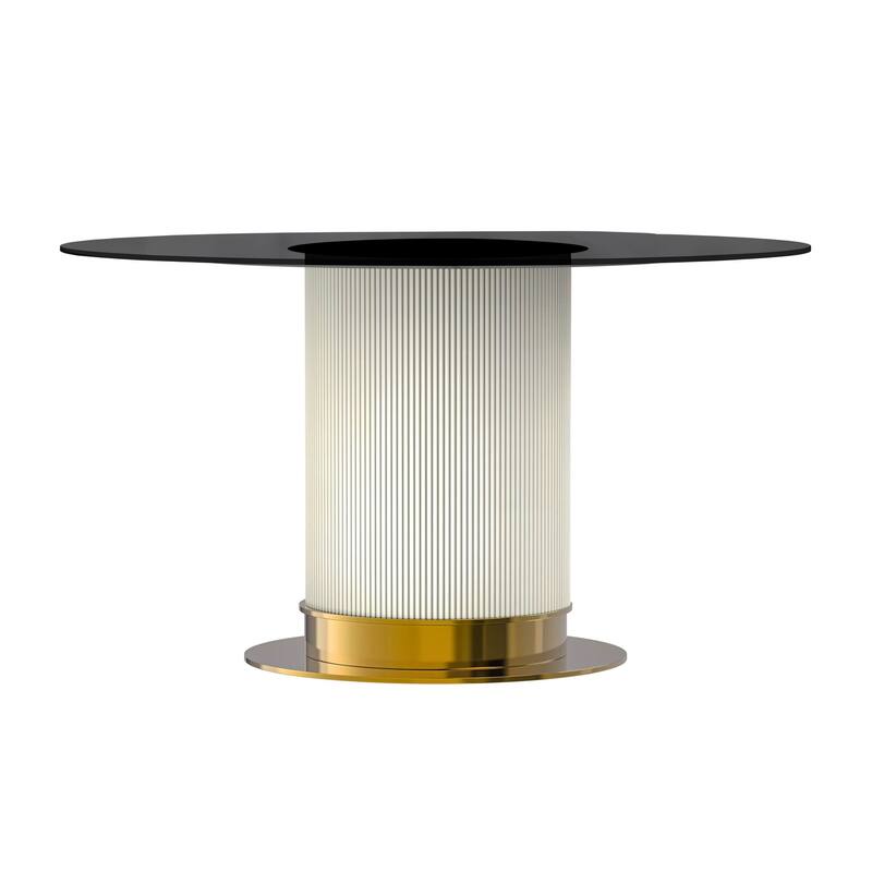 Jexis Round Dining Table with Glass/Sintered Stone Tableop