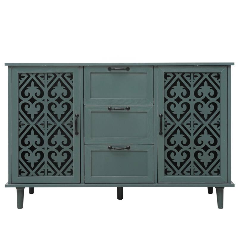 American Style Wood Sideboard Buffet Cabinet with 3 Storage Drawers and 2 Doors