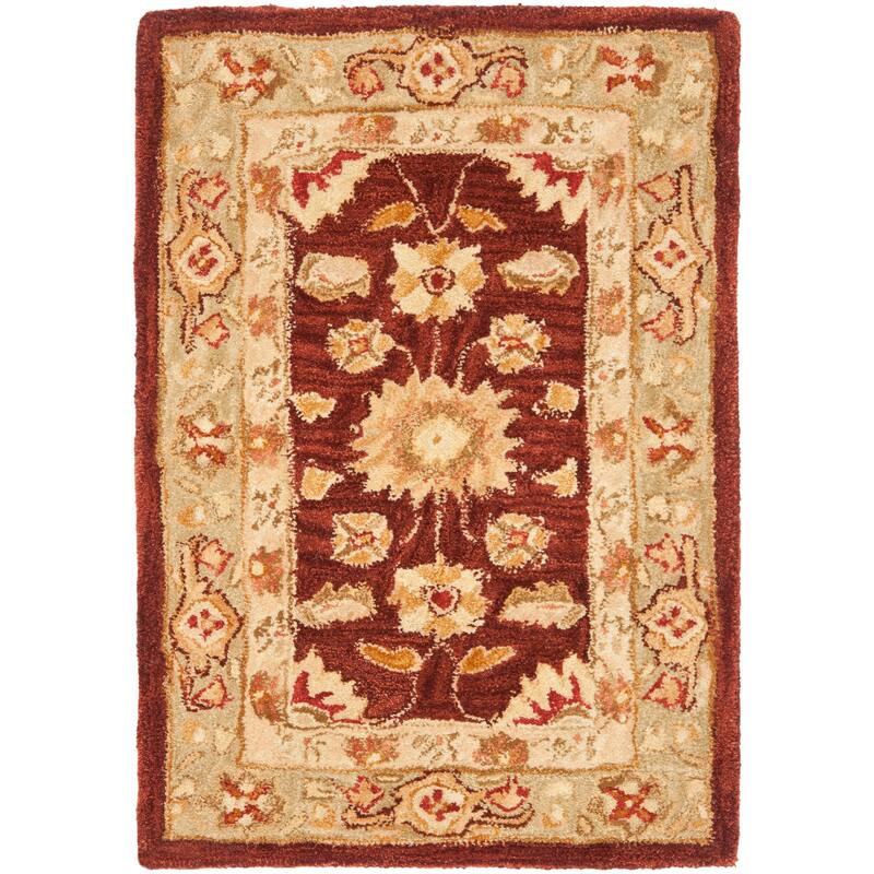SAFAVIEH Handmade Anatolia Ibala Traditional Hand-spun Wool Rug - 2' x 3' - Red/Sage