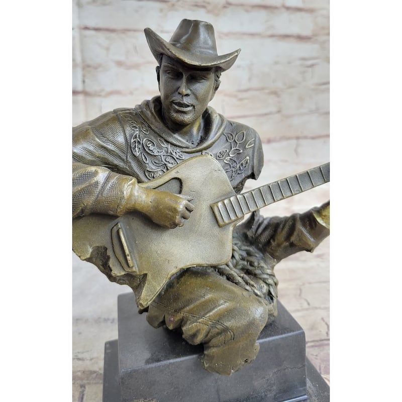 Country Western Music Musician Guitar Player Jazz Bronze Figurine Statue
