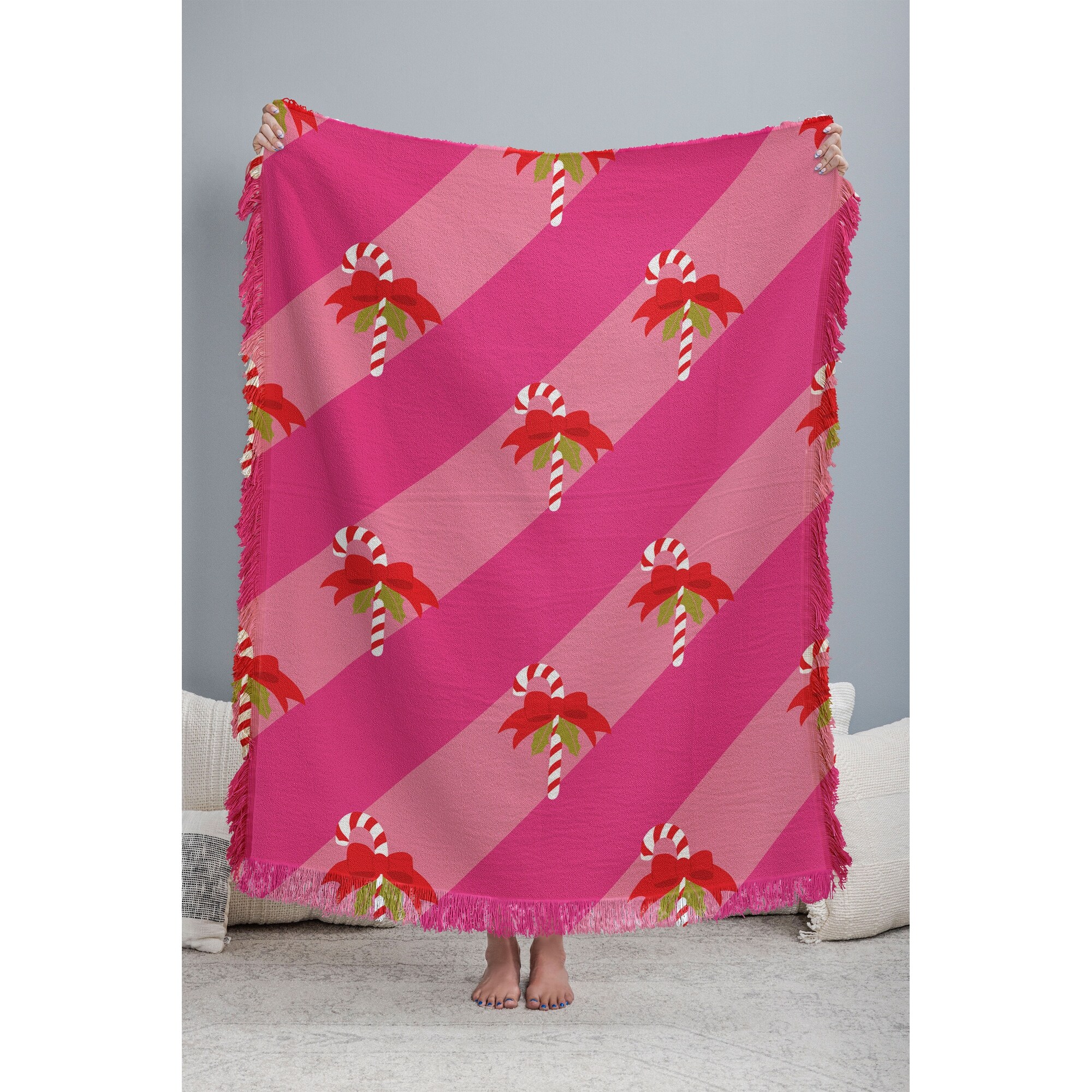 Camilla Foss Candy Cane Throw Blanket