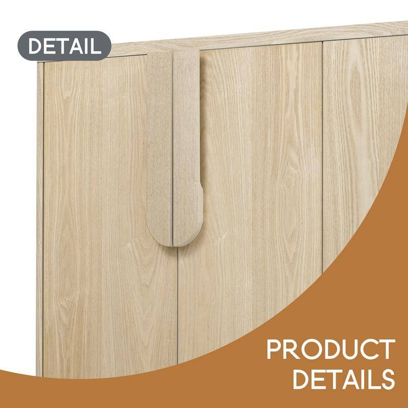4-Door Buffet Cabinet with Storage, Wood Sideboard Cabinet with Unique Arc Handles and Adjustable Shelves for Dining Room