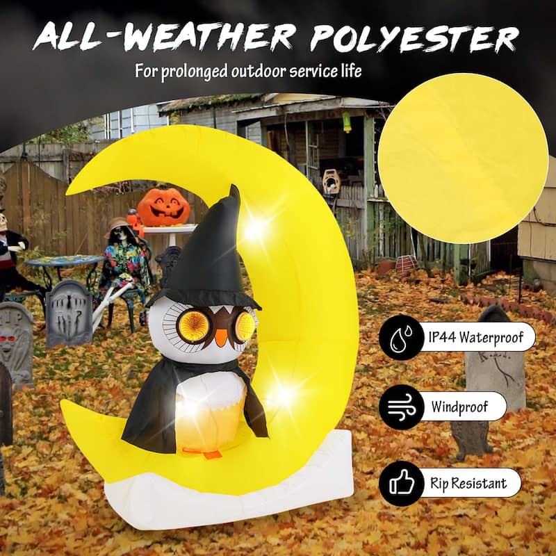 Costway 4.3 x 5.1 ft Inflatable Owl on Moon LED Lighted Halloween - See Details