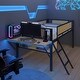 preview thumbnail 2 of 16, Single Metal Loft Bed with Rectangular Desk, LED lights, LED Loft Bed Frame Double Bed with Storage Shelves