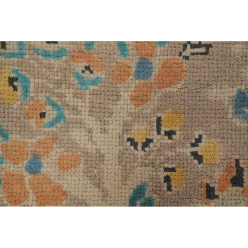 Hand Knotted Oriental 100% Wool Carpet Traditional Floral Beige & Ivories Tabriz Area Rug - 9' 10'' X 6' 6''