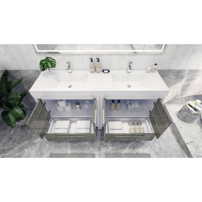 Dove 72'' Freestanding Vanity with Double Reinforced Acrylic Sink