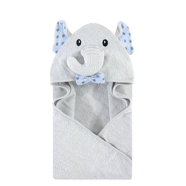 slide 1 of 1, Hudson Baby Infant Boy Cotton Animal Face Hooded Towel, Blue Dots Gray Elephant, One Size - Blue Dots Gray Elephant - One Size One Size - Blue Dots Gray Elephant