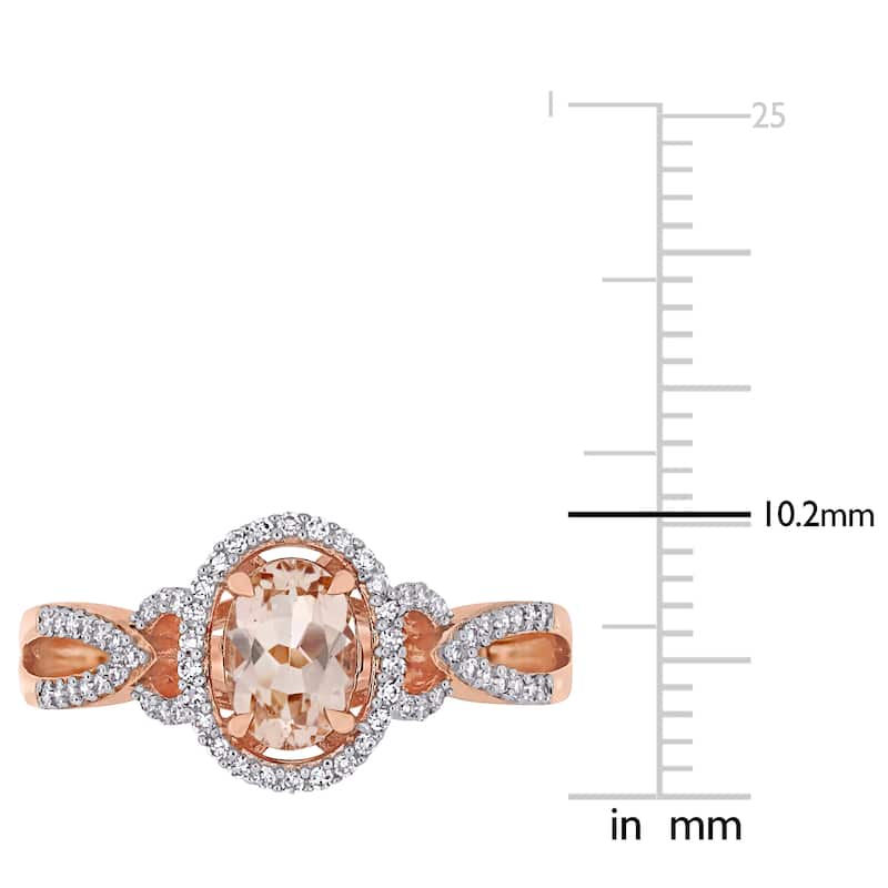 Miadora 14k Rose Gold Oval-cut Morganite and 3/4ct TDW Diamond Loop Halo Engagement Ring