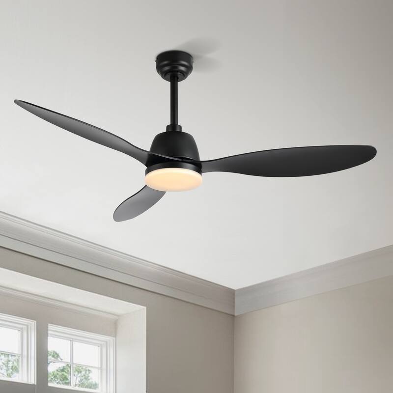 Aldrin 52" 1-Light Industrial Iron/Plastic Mobile-App/Remote-Controlled 6-Speed Propeller LED Ceiling Fan, by JONATHAN Y