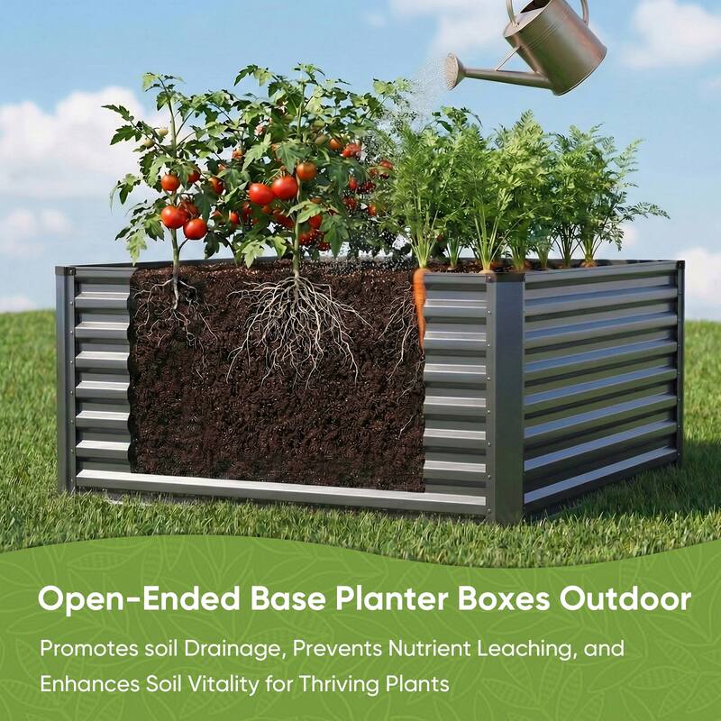 Pocassy Outdoor Planter Box Metal Patio Kit Planting Bed for Vegetables.