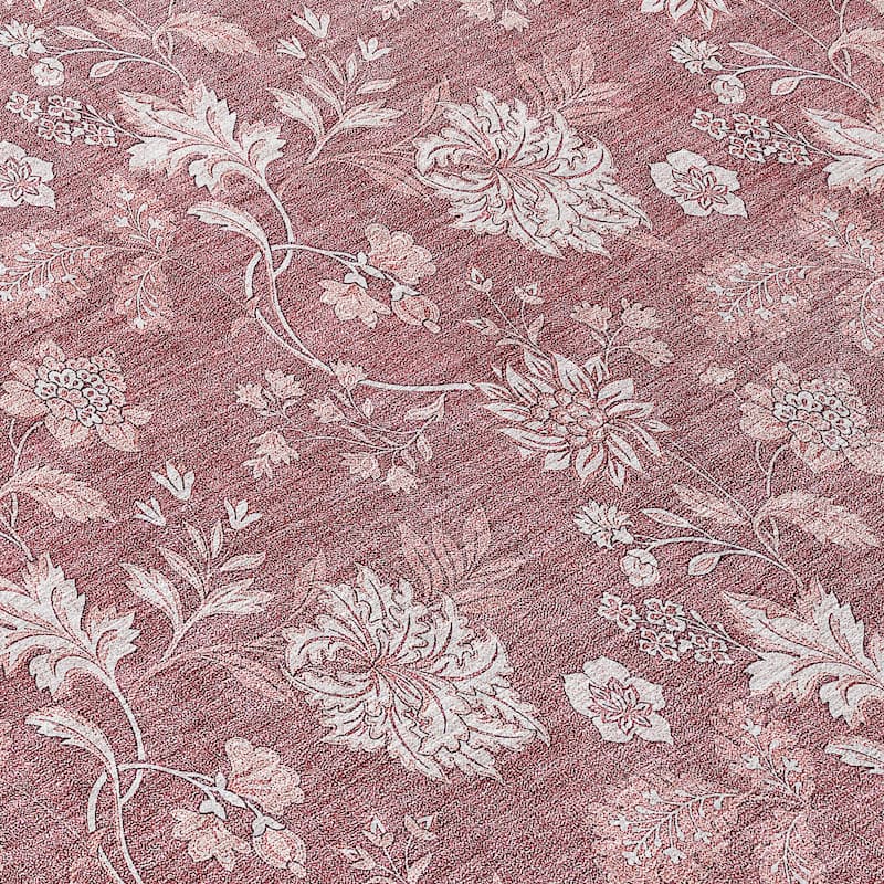 Machine Washable Indoor/ Outdoor Chantille Floral Farmhouse Rug