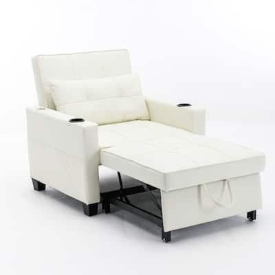 68.12" Faux Leather 3-in-1 Single Convertible Pull Out Sofa with USB Ports and Wear-resistantfor Living Room
