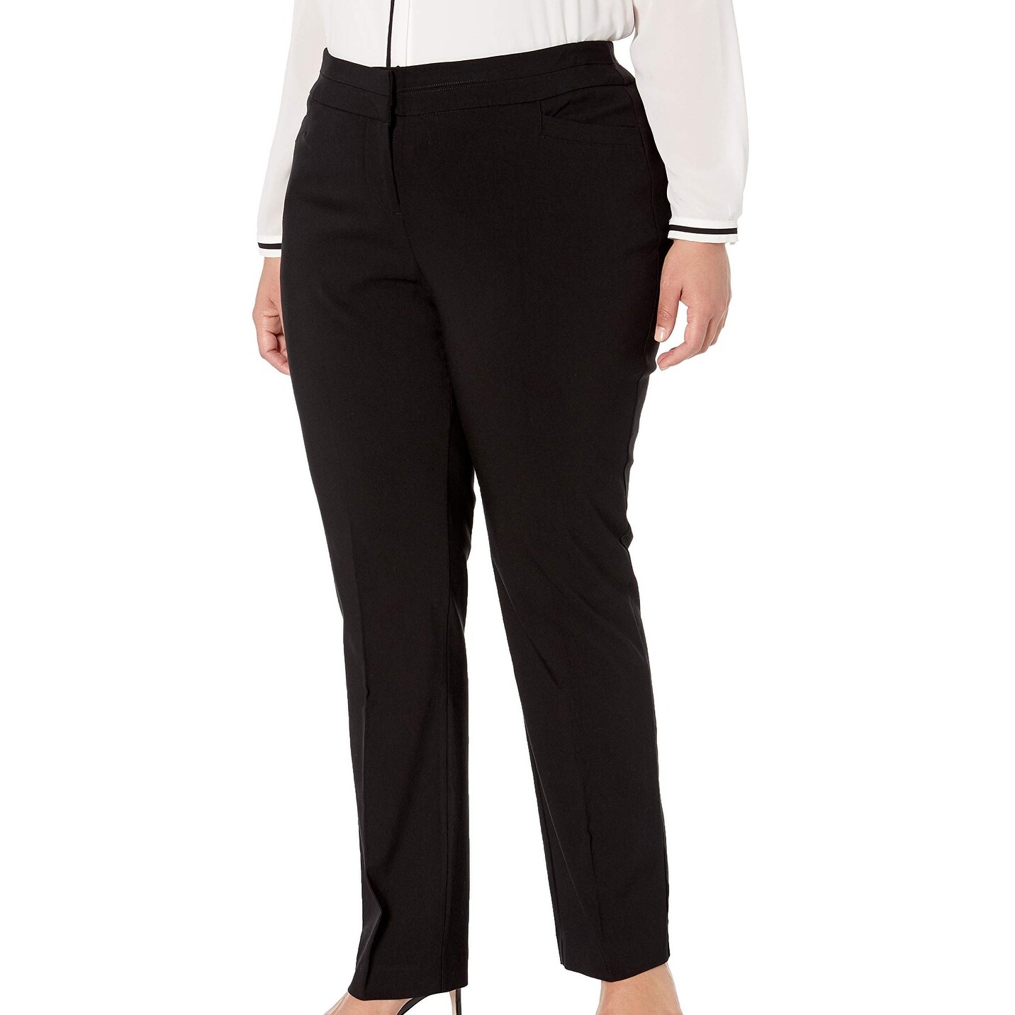 ladies slim leg black trousers