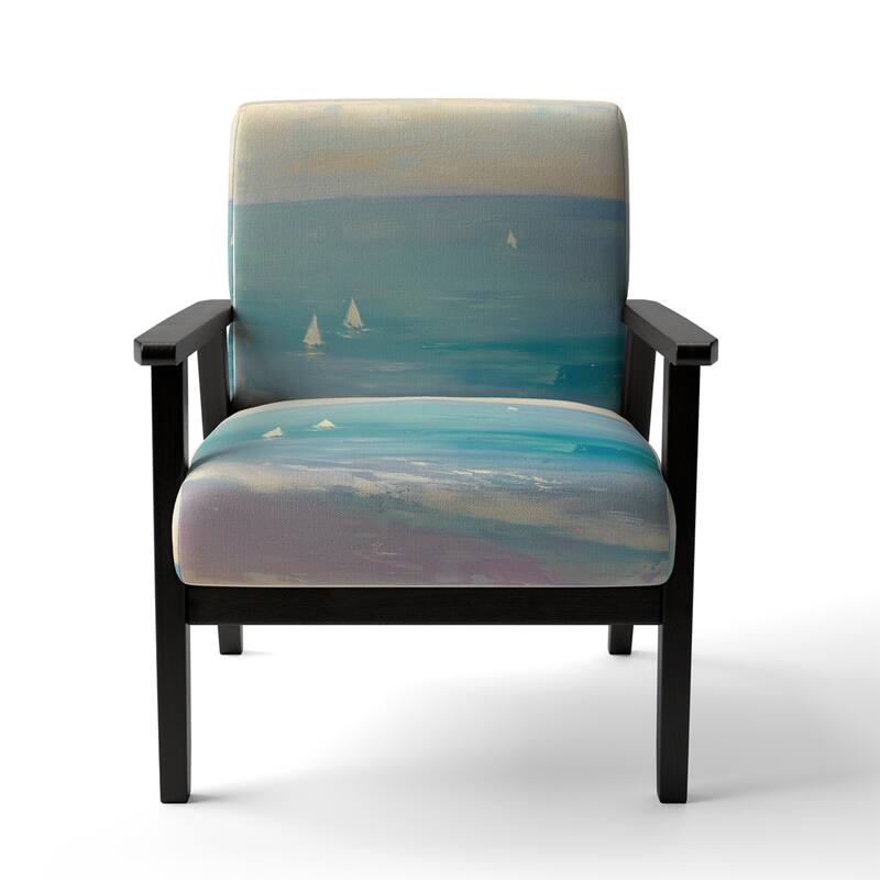 Designart "From the Shore" Upholstered Beach Accent Chair - Nautical & Coastal Arm Chair For Bedroom