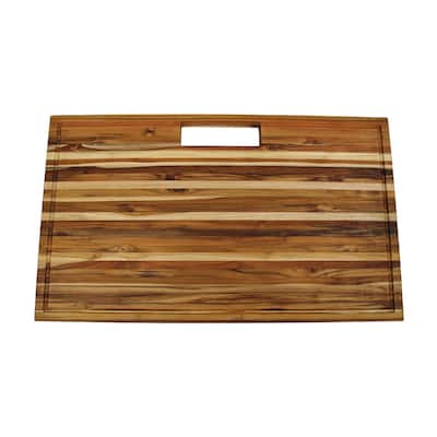 EcoDecors, Teak Edge Grain Cutting Board 34-inch x 20-inch, Extra Large Solid FSC Teakwood Butcher Block with Juice Groove