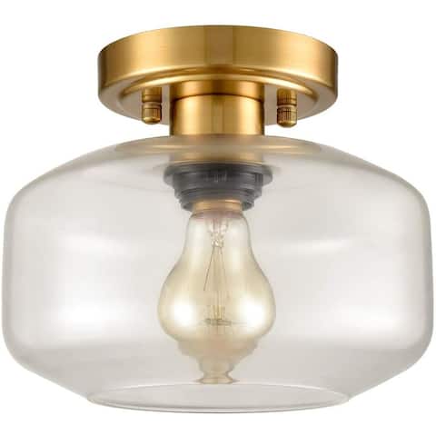 Gaeta Modern Semi Flush Ceiling Lights Open Glass Drum Shade 1-Light
