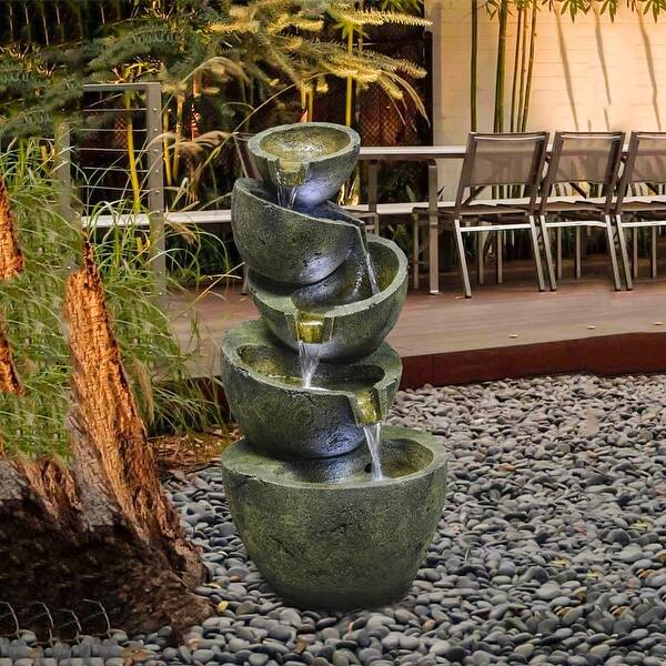 Shop Outdoor 5 Tier Bowls Floor Water Fountain Cascading For Yard