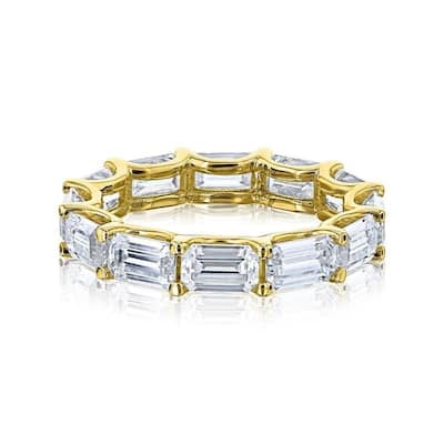 Kobelli Lab Grown Diamond 14k Solid Gold East-West 5x3mm Emerald-cut Eternity Ring (DEF/VS)