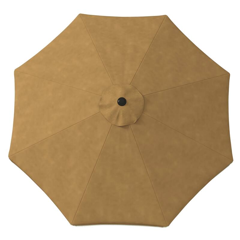 Outsunny 9ft Patio Umbrella with Push Button Tilt and Crank, Ruffled Outdoor Market Table Umbrella with Tassles and 8 Ribs
