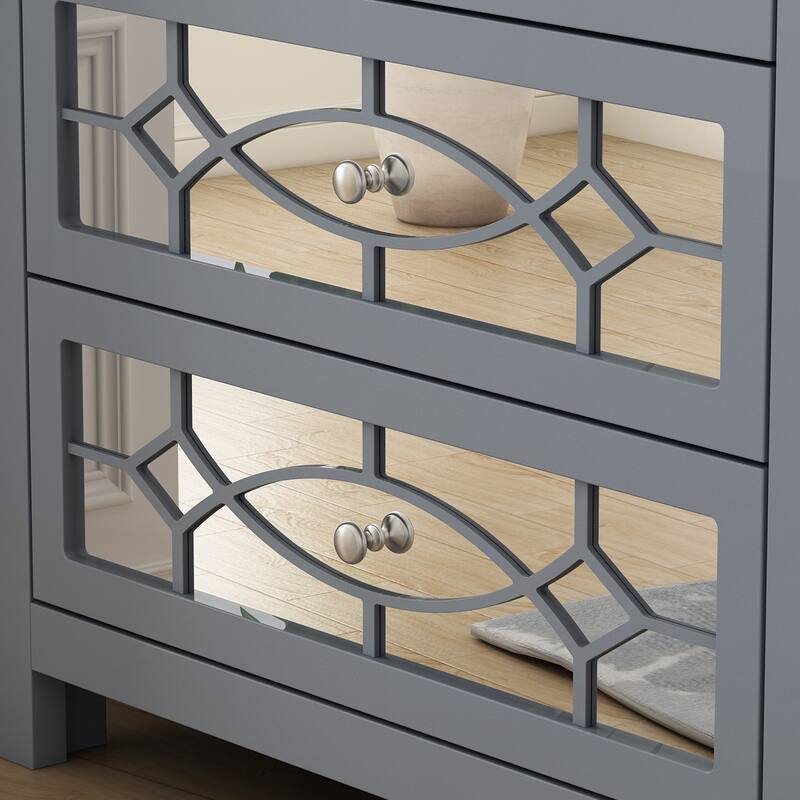 Timechee Nightstand Bedside Table Mirrored Cutout Chest Beside Table