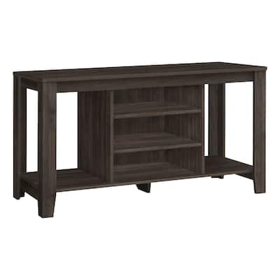 48 Inch TV Stand, Contemporary Brown Laminate Entertainment Center with Storage Shelves, Fits TVs Up to 79 Inches