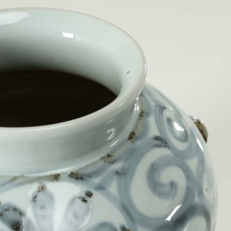 Approx.8 Inches Subtle Blue and White Vase with Two Handles