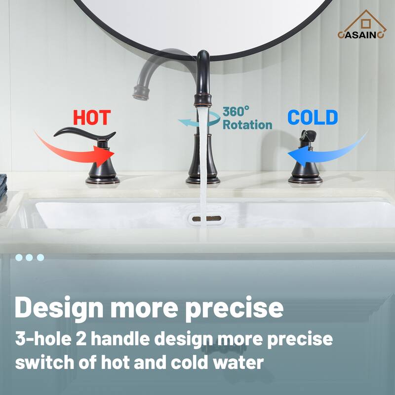 8 in. Widespread Double Handle Bathroom Faucet with Drain Kit Included
