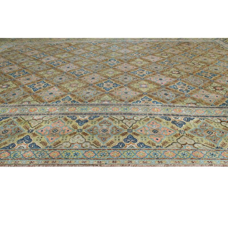 Vintage Distressed Ghotai Brown/Green Rug - 7'5" x 11'3"